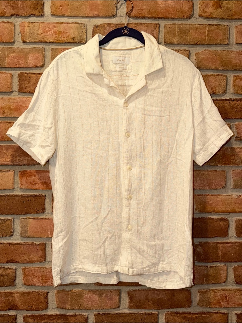 Porter & Ash Men’s Linen Blend Button Down Shirt Size Medium